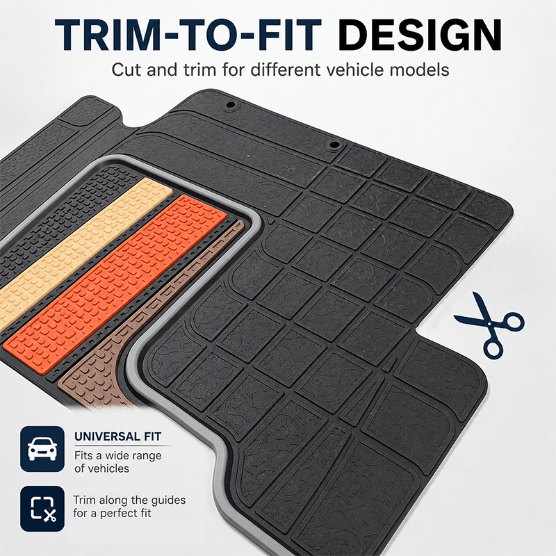 Rubber Universal Car Floor Mats | Waterproof Non Slip Mats