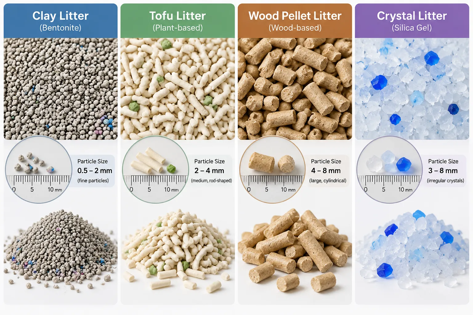 comparison of different cat litter particle sizes