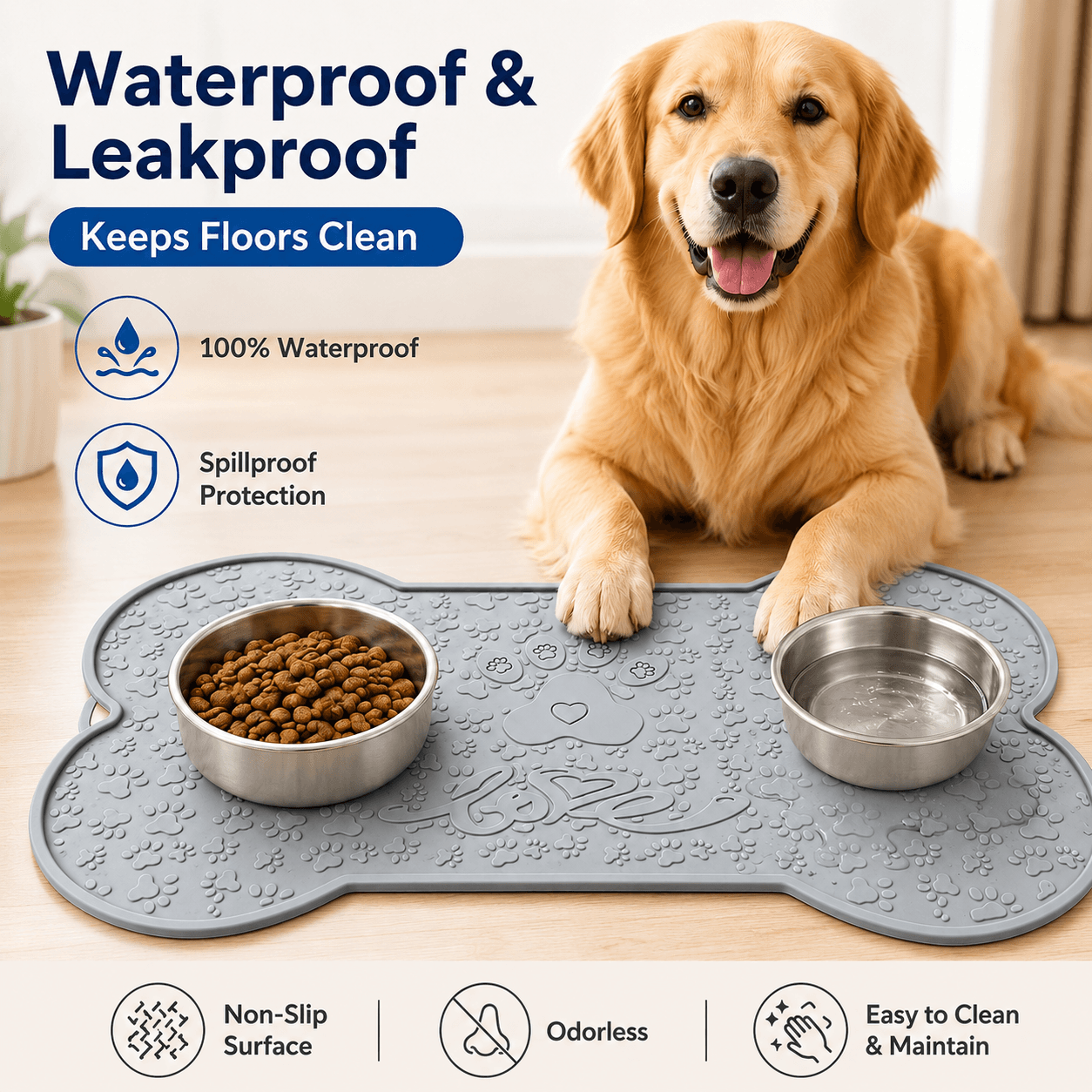 How Can a Waterproof Pet Feeding Pad Protect Your Floors from Water and Food Spills?
