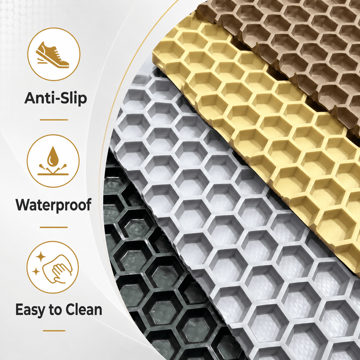 AT5029 PVC Car Floor Mat Roll Material - Hexagonal Texture