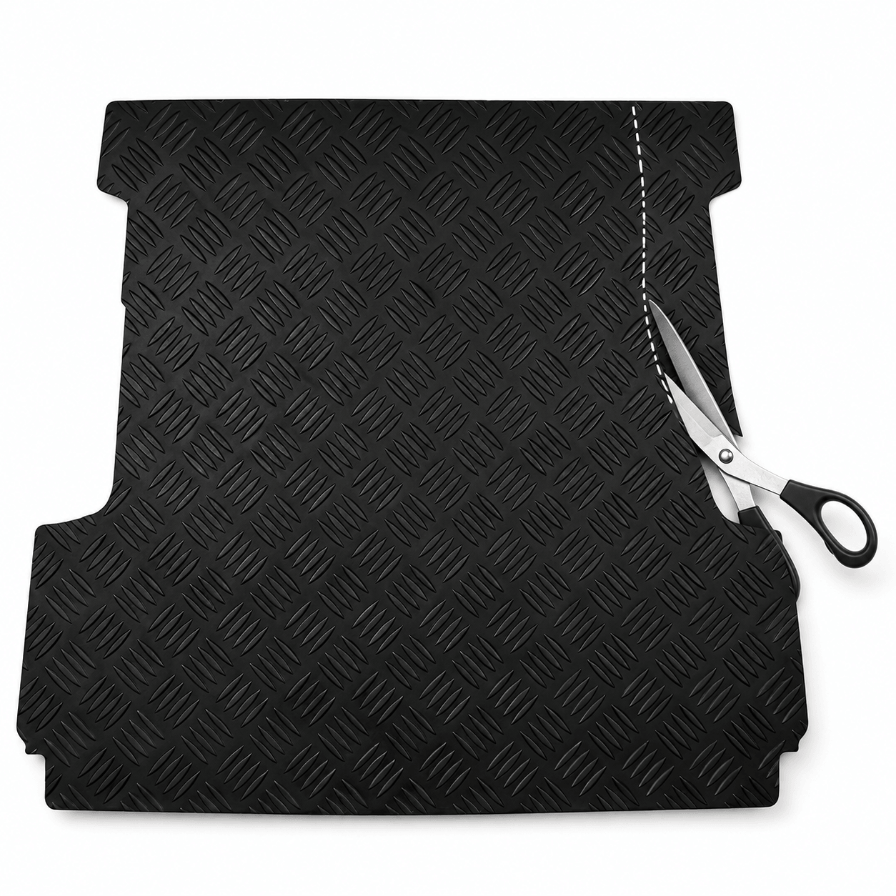 Cut-to-fit PVC trunk mat with diamond plate texture