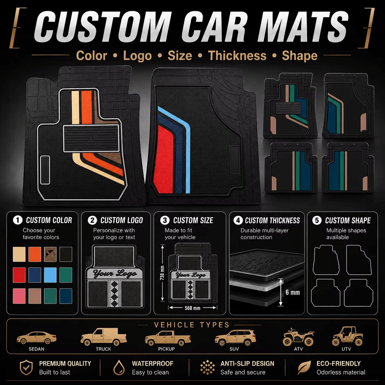 custom universal rubber car floor