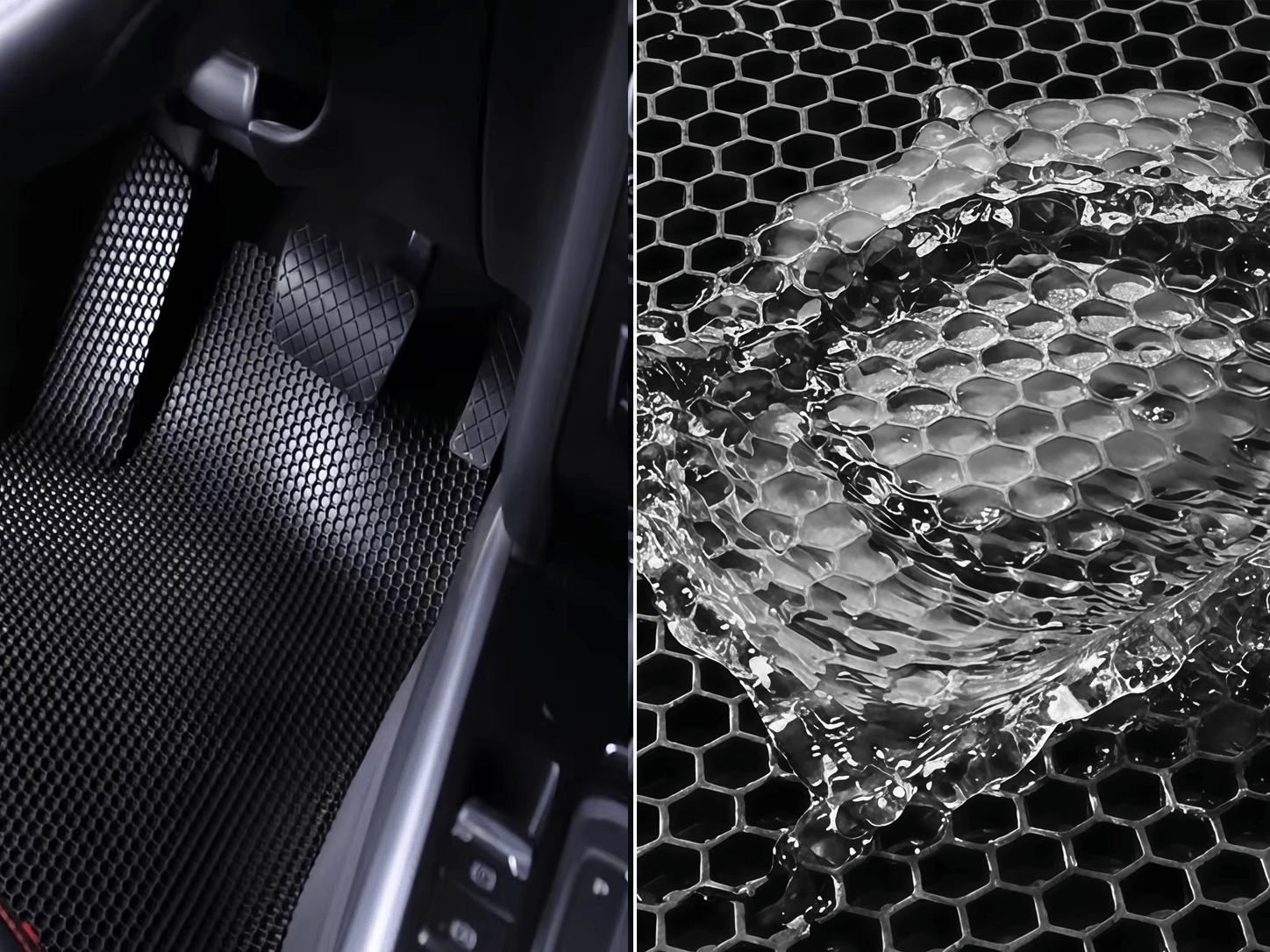 removable hexagonal PVC car mat protecting vehicle carpet
