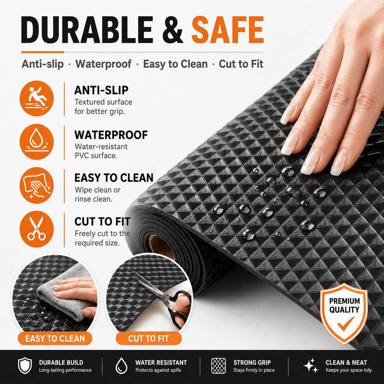 AT5015 PVC Car Floor Mat Roll | Cut to Fit Waterproof Mat