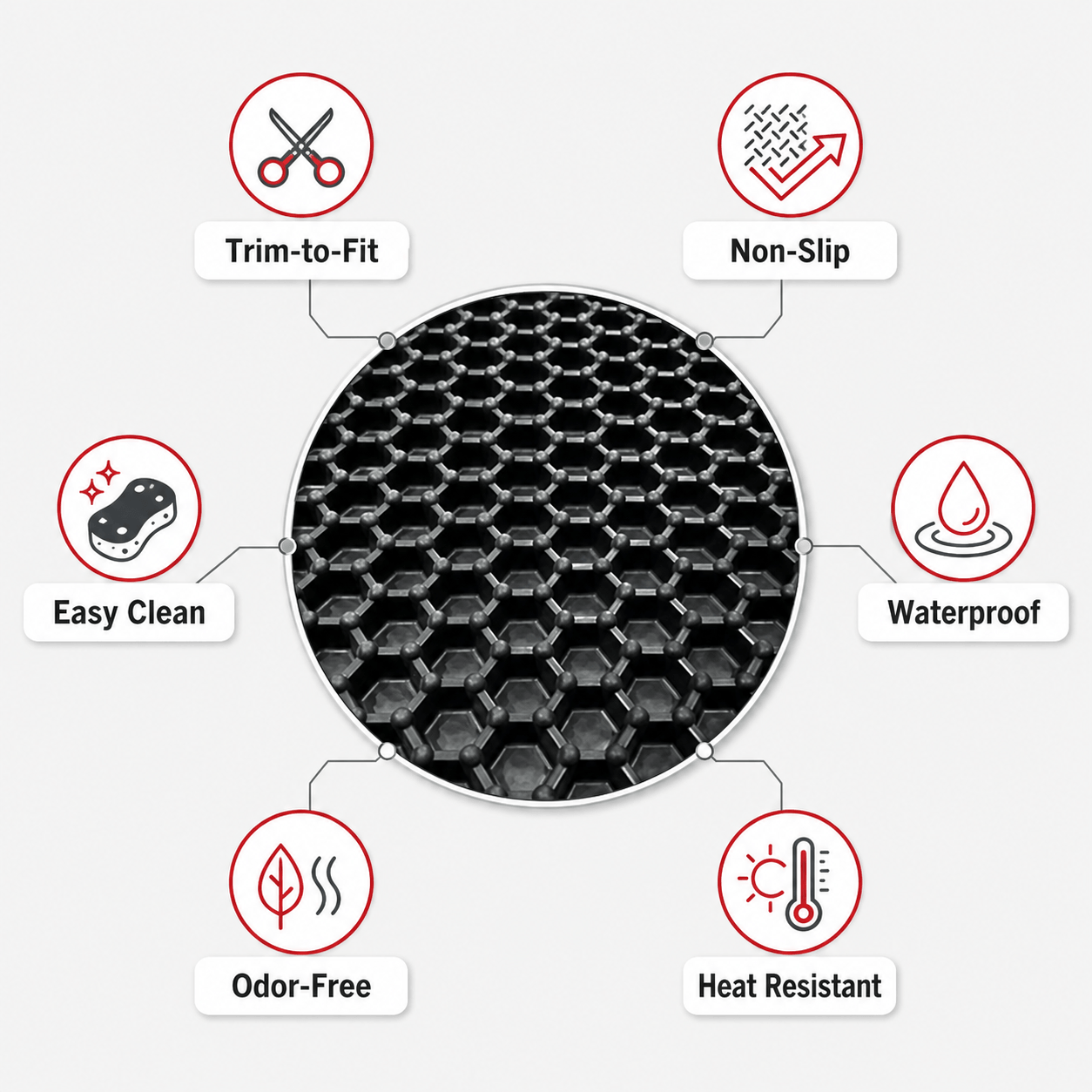 AT5023 PVC Car Floor Mat Roll Material - Honeycomb Texture