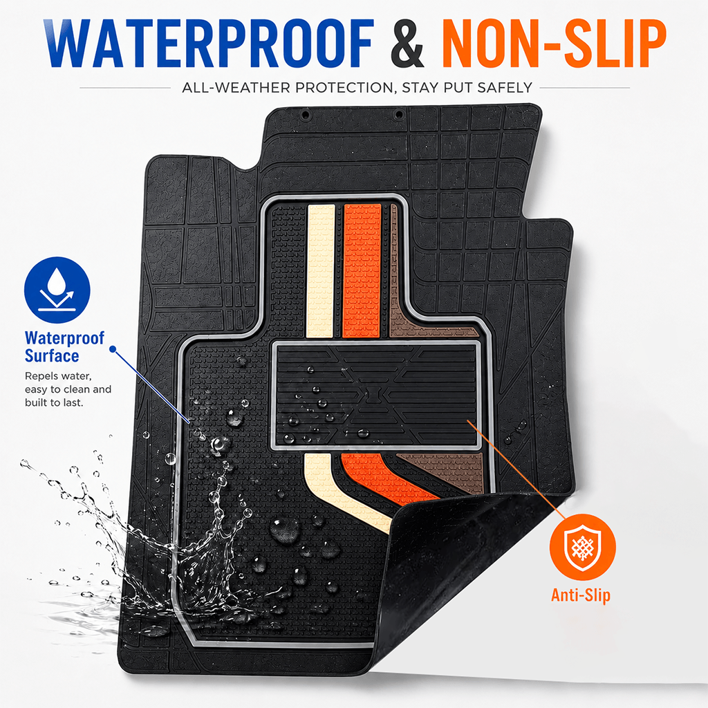 Rubber Universal Car Floor Mats | Waterproof Non Slip Mats