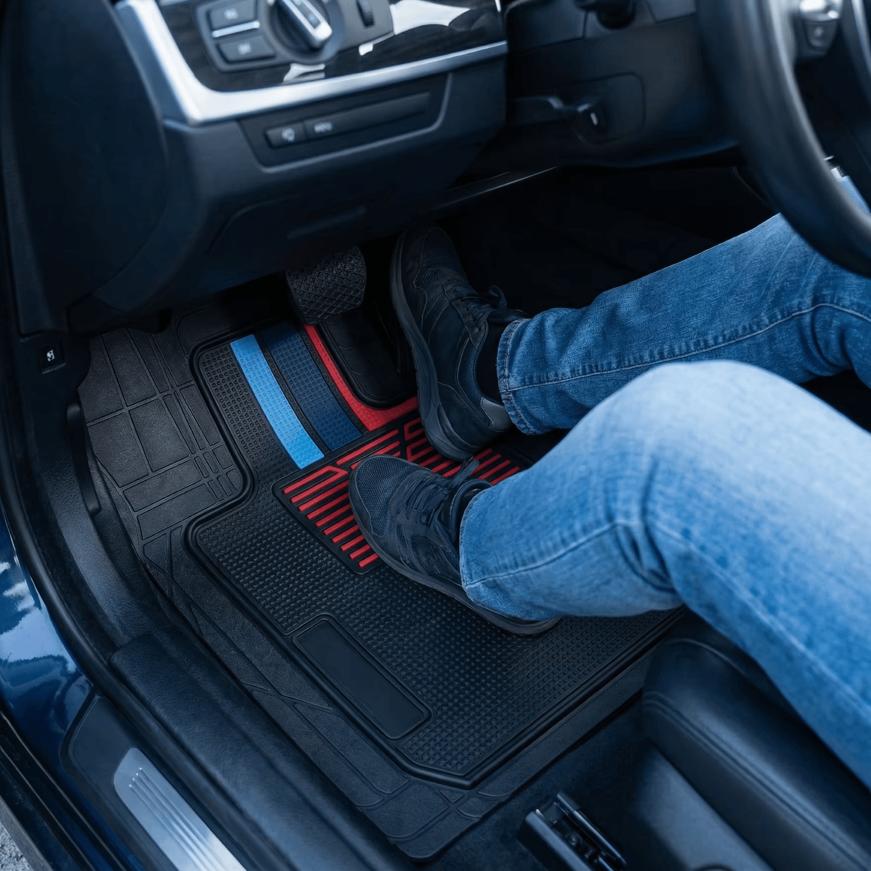 universal rubber car floor mats with trim to fit design