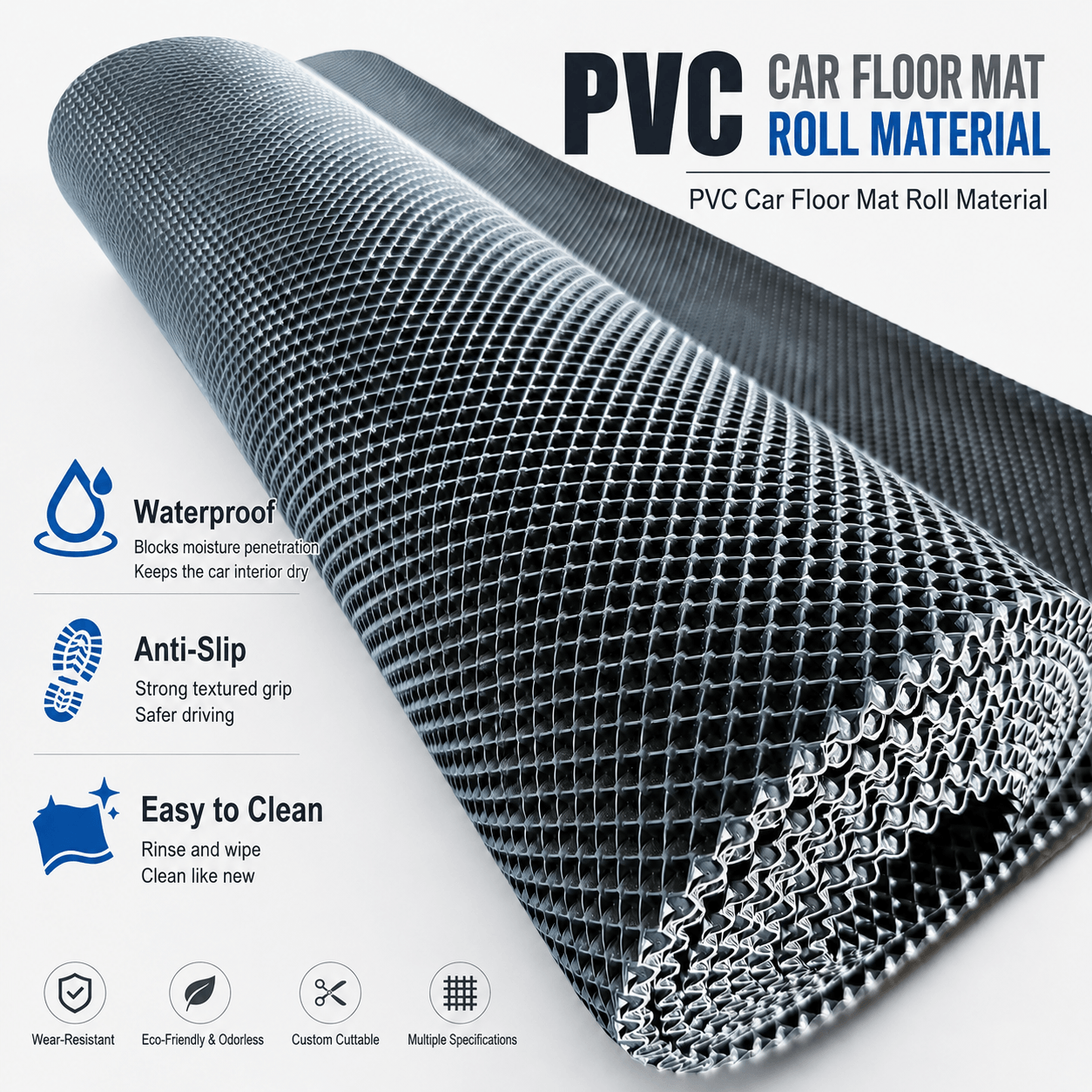 AT5012 PVC Car Floor Mat Roll Material– Anti-Slip Waterproof