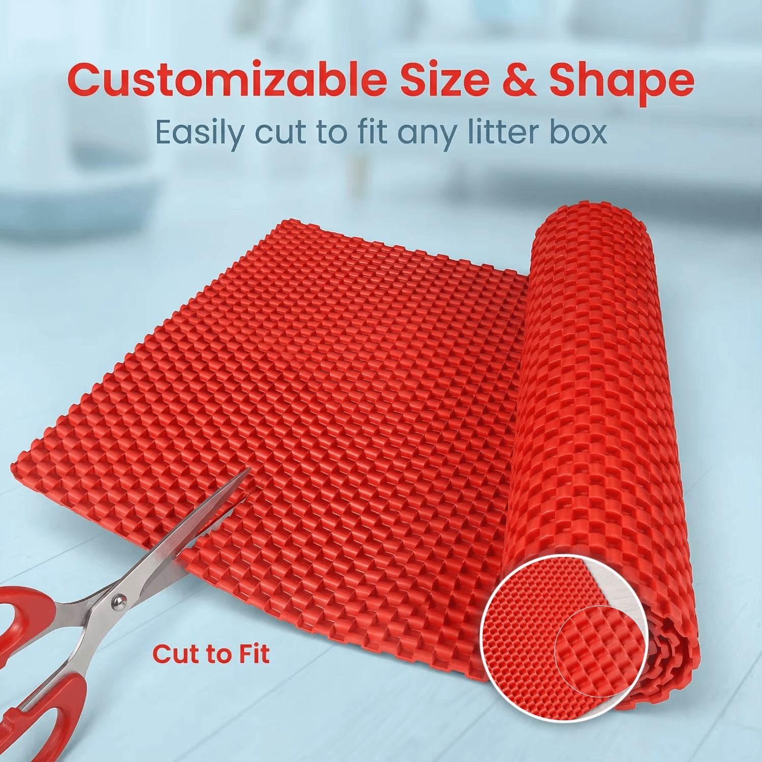 cuttable PVC cat litter mat for irregular litter box areas