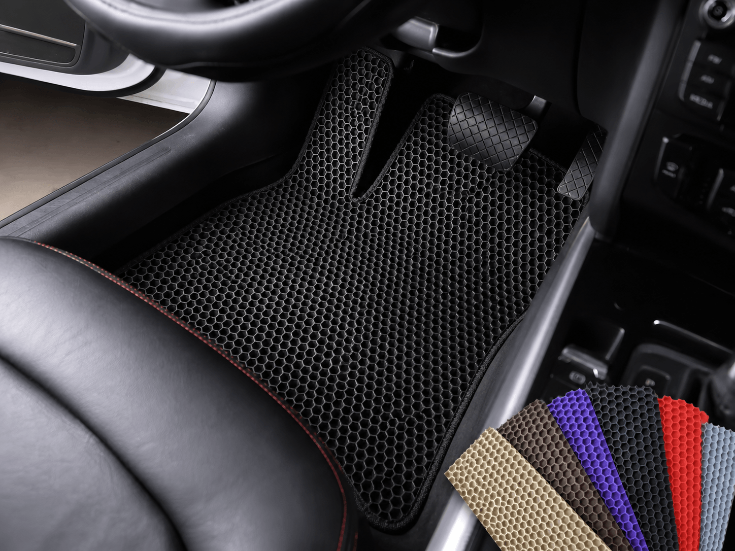 6 mm AT5029 PVC car floor mat installed in vehicle footwell