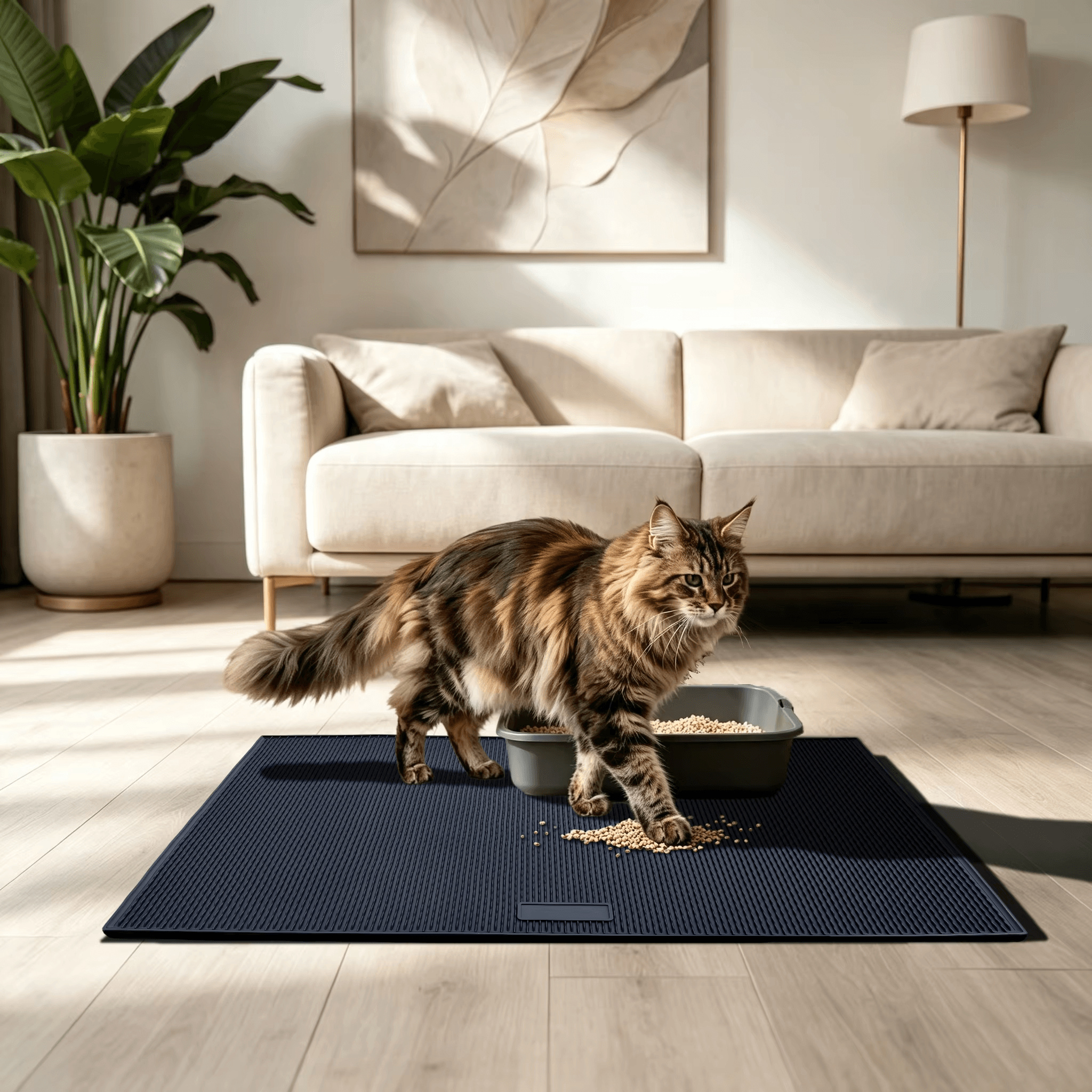 Wave Texture Design Rubber Cat Litter Mat