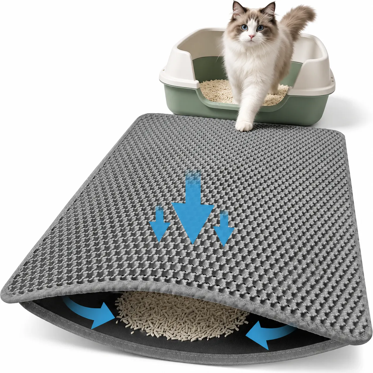 honeycomb double layer cat litter mat trapping fine litter