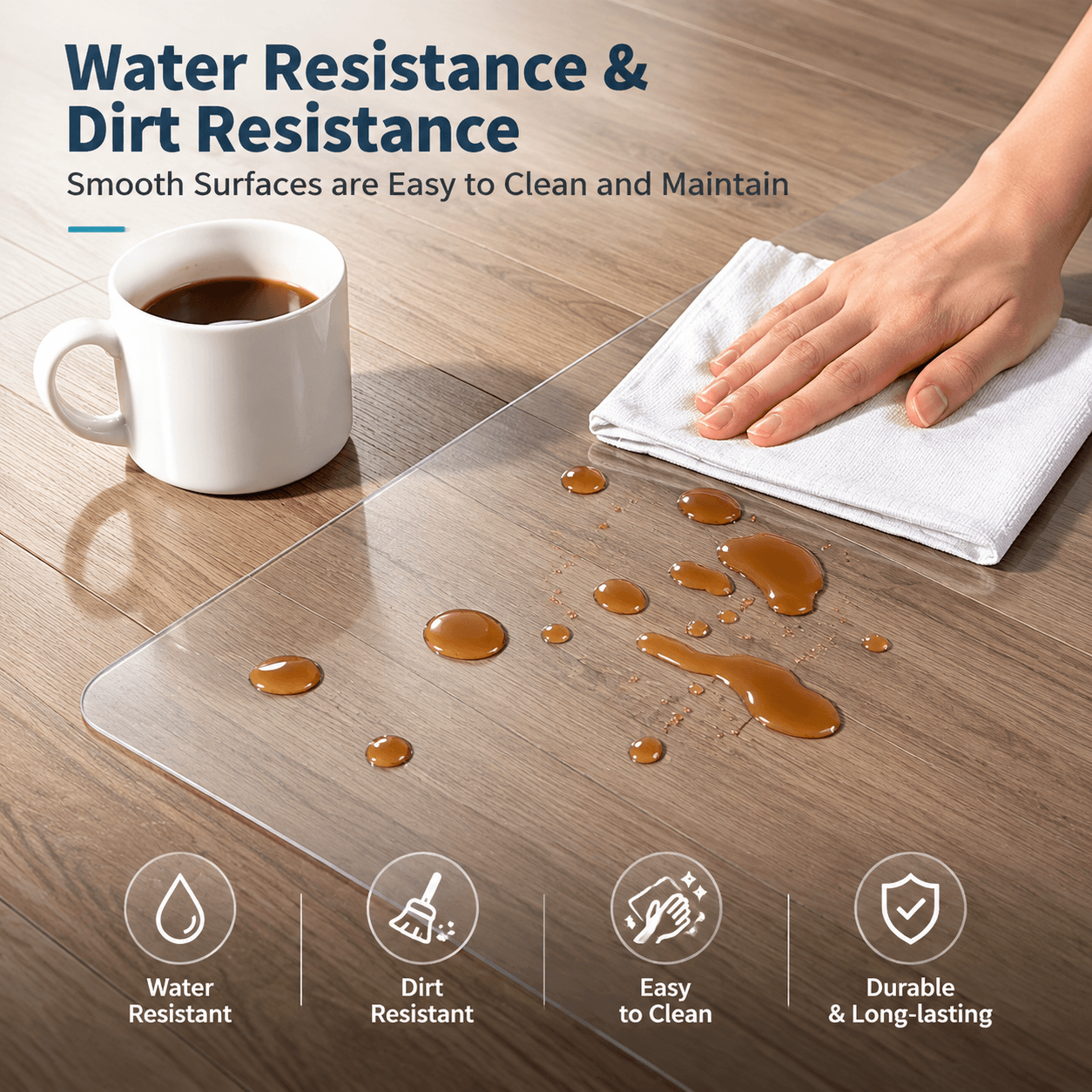 Easy cleaning transparent PVC chair mat