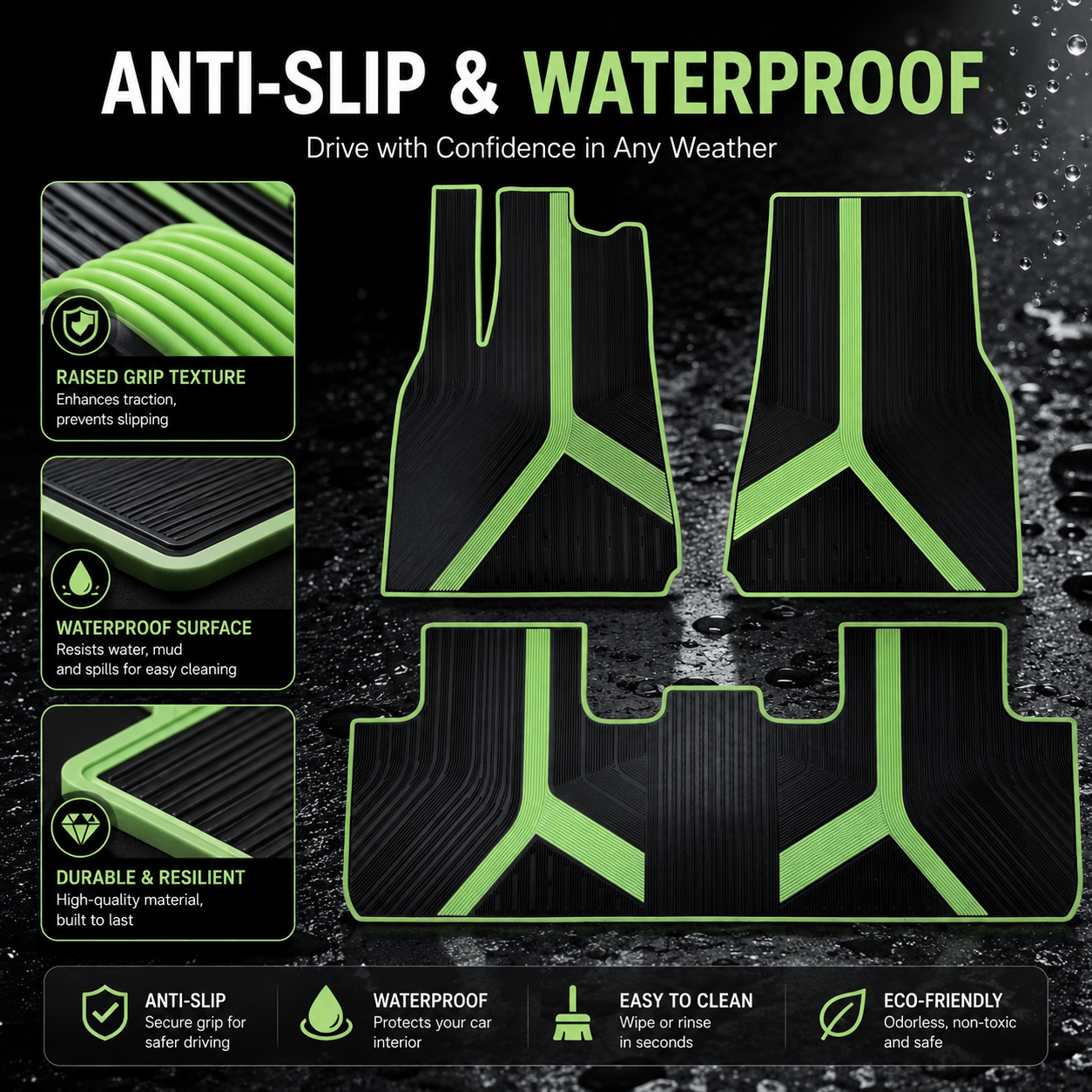 Tesla Model Y Floor Mats 2020-2024 | Latex 3D Waterproof Mats