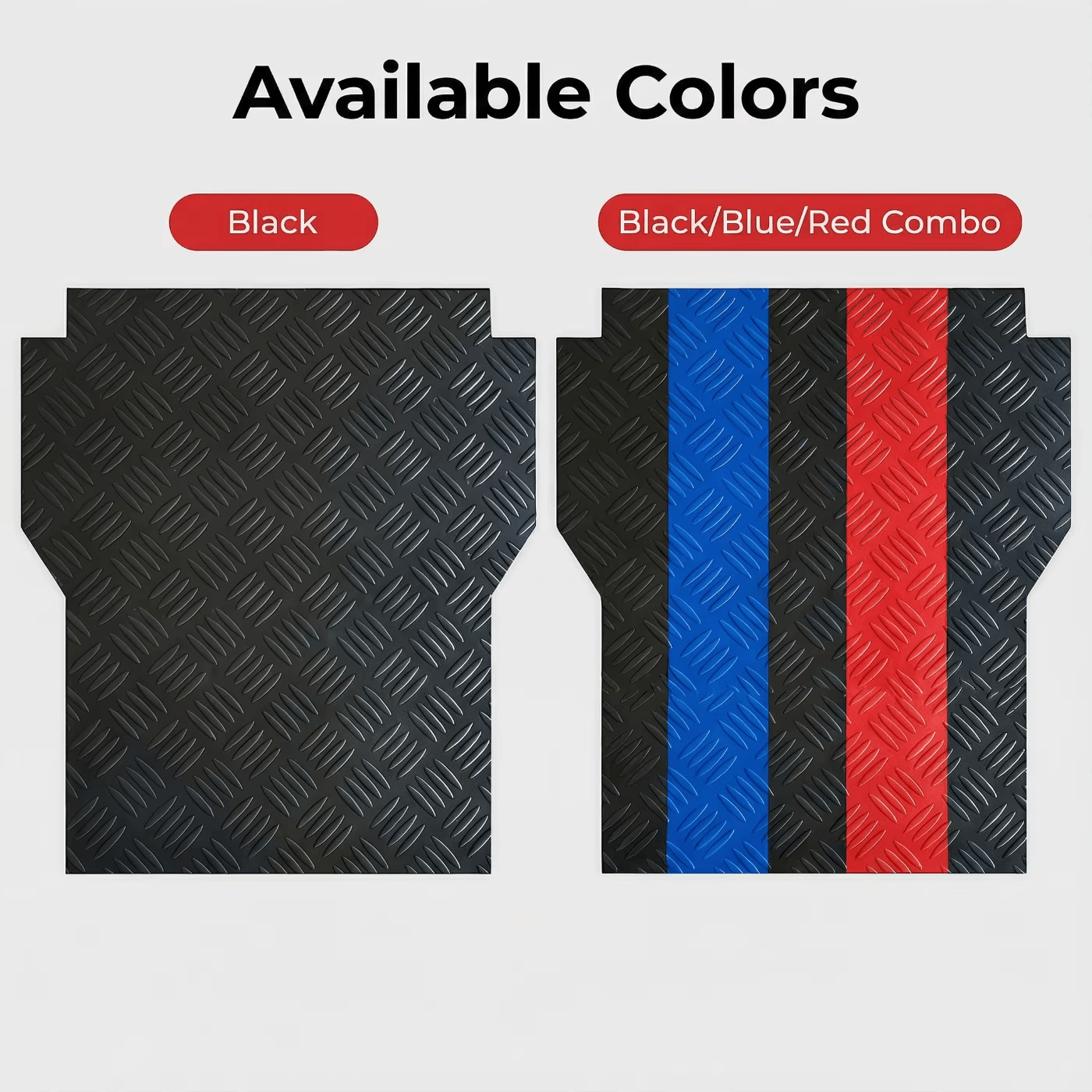 Diamond plate PVC trunk mat available in black or black blue red color options for car cargo areas