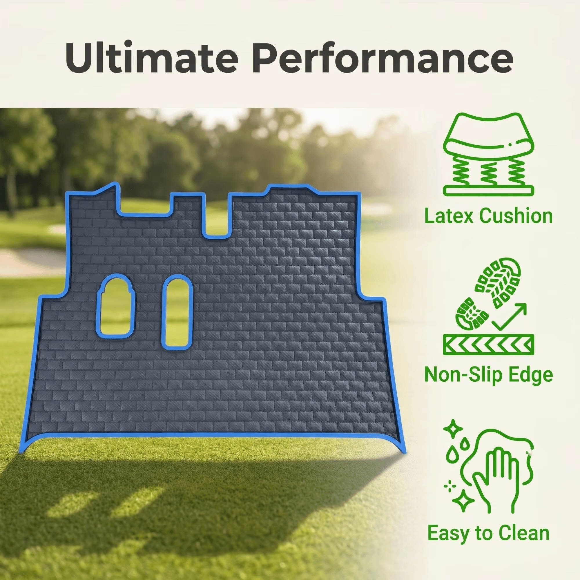 Golf Cart Floor Mat | Waterproof Rubber Grid Texture Mat
