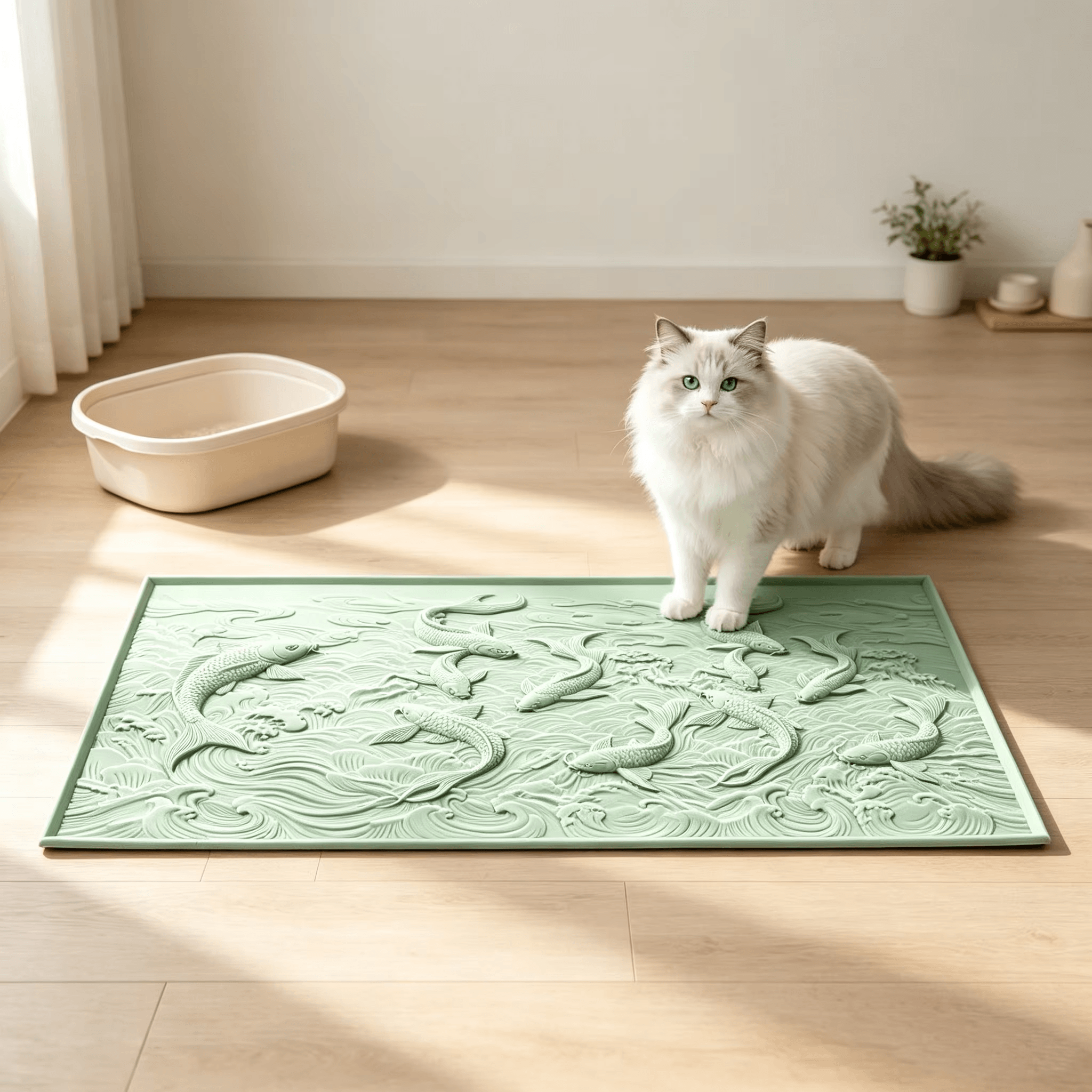 Koi Fish Rubber Cat Litter Mat By ARTES