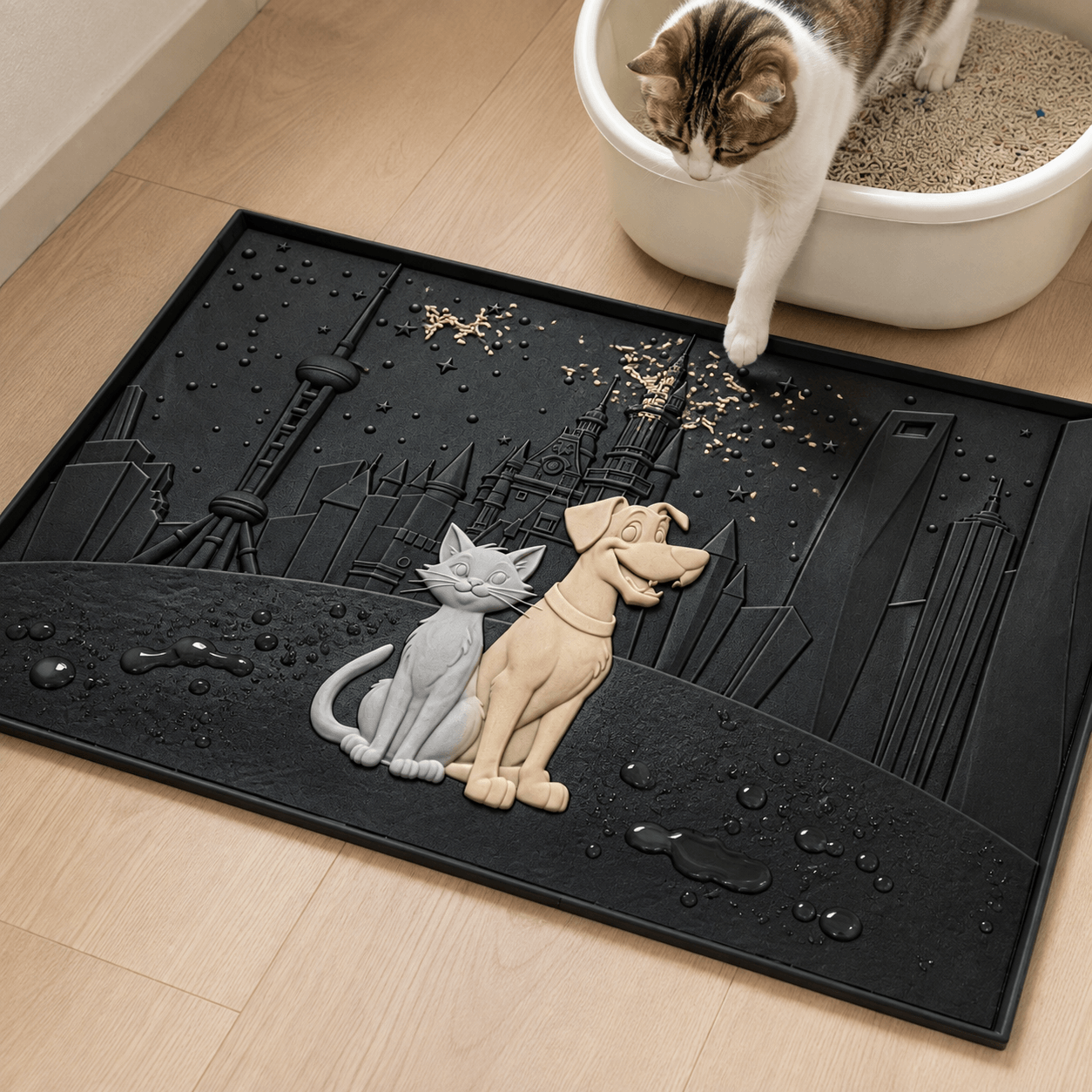 Waterproof rubber cat litter mat