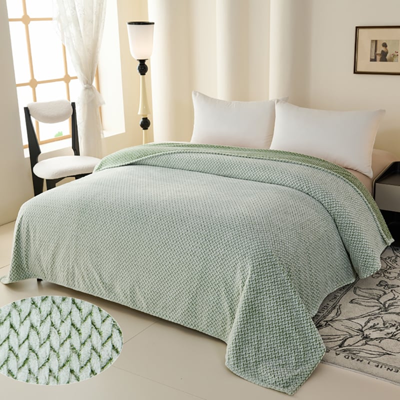 BACK PRINTED JACQUARD FLANNEL BLANKET
