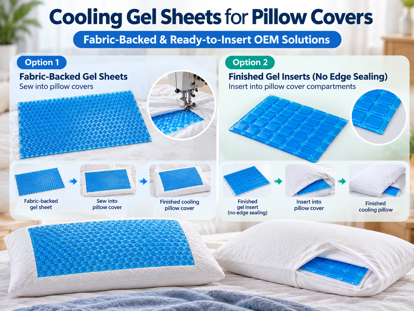 Cooling Gel Sheets for Pillow Covers: Fabric Backing and Sewing Options