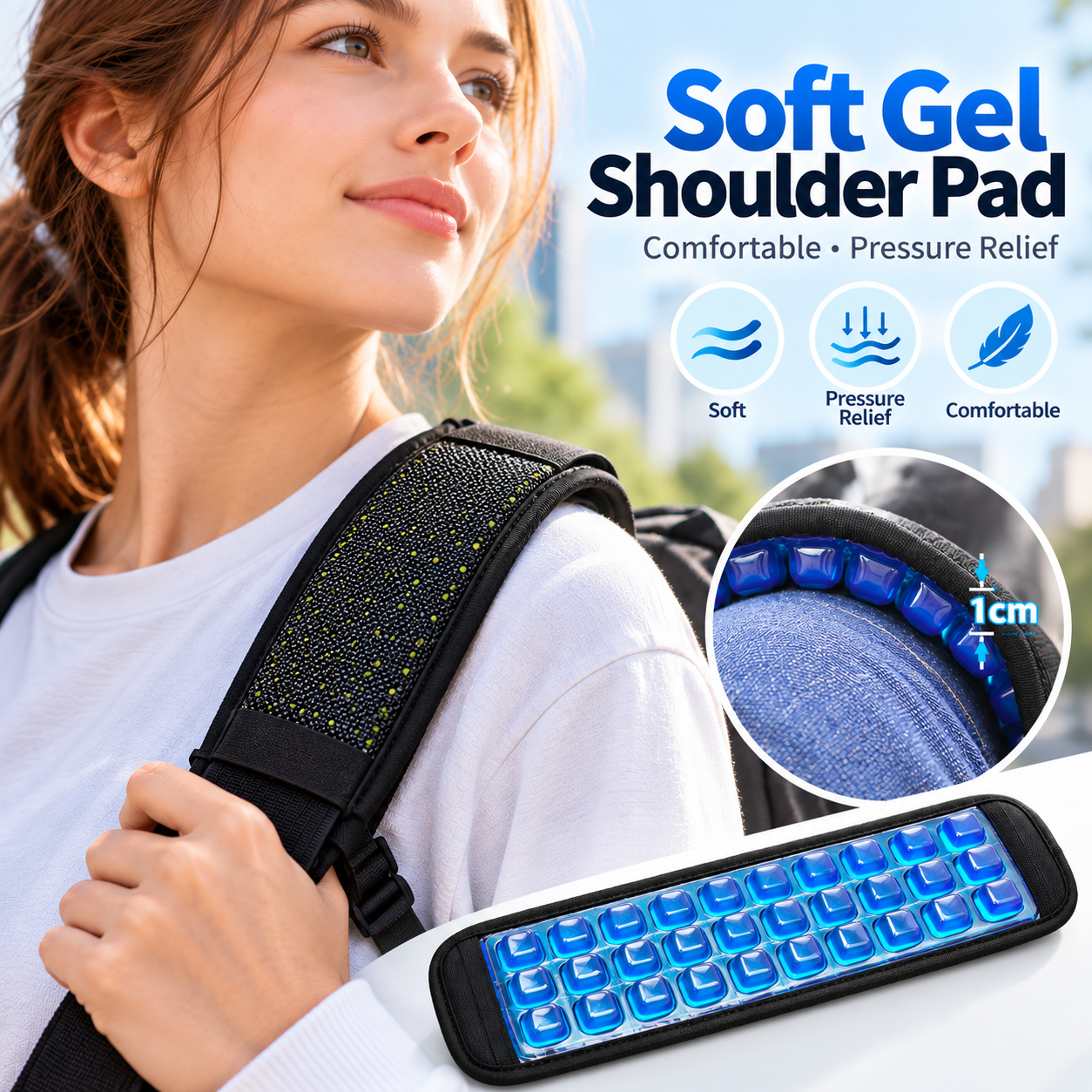 Soft Gel Shoulder Strap Pad for Pressure Relief & Comfort