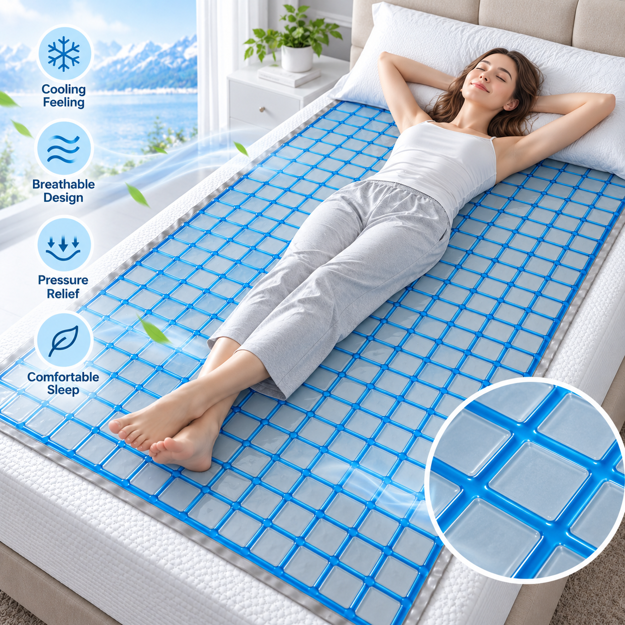 Cooling Gel Mattress Topper – Soft & Elastic Solid Grid Design