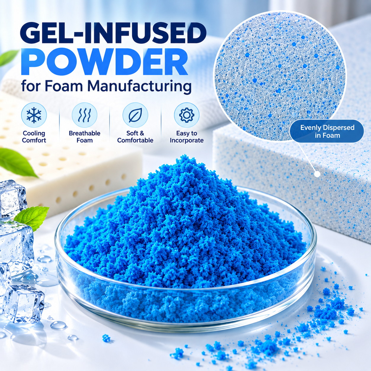 Gel-Infused Powder for Memory Foam & PU Foam Manufacturing