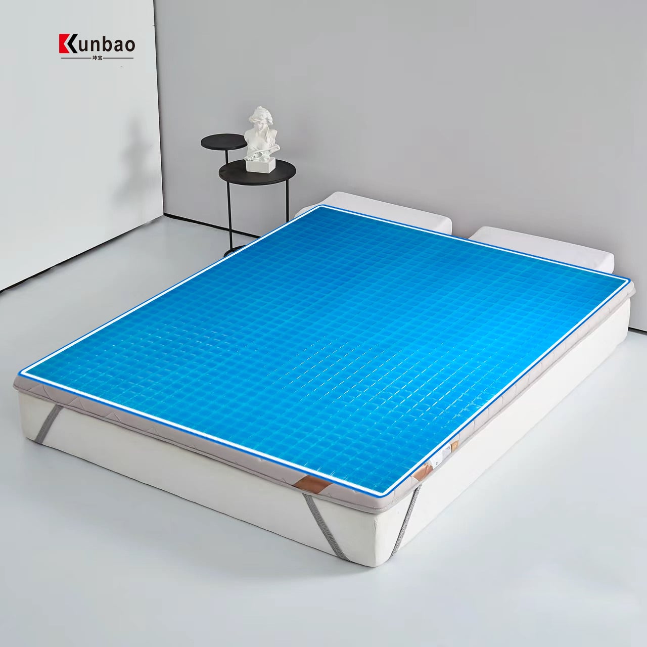 Factory Direct Sales Cooling Gel Mattress Topper Queen Blue Cooling Polymer Gel Grid Mattress Topper Cooling Mattress Topper