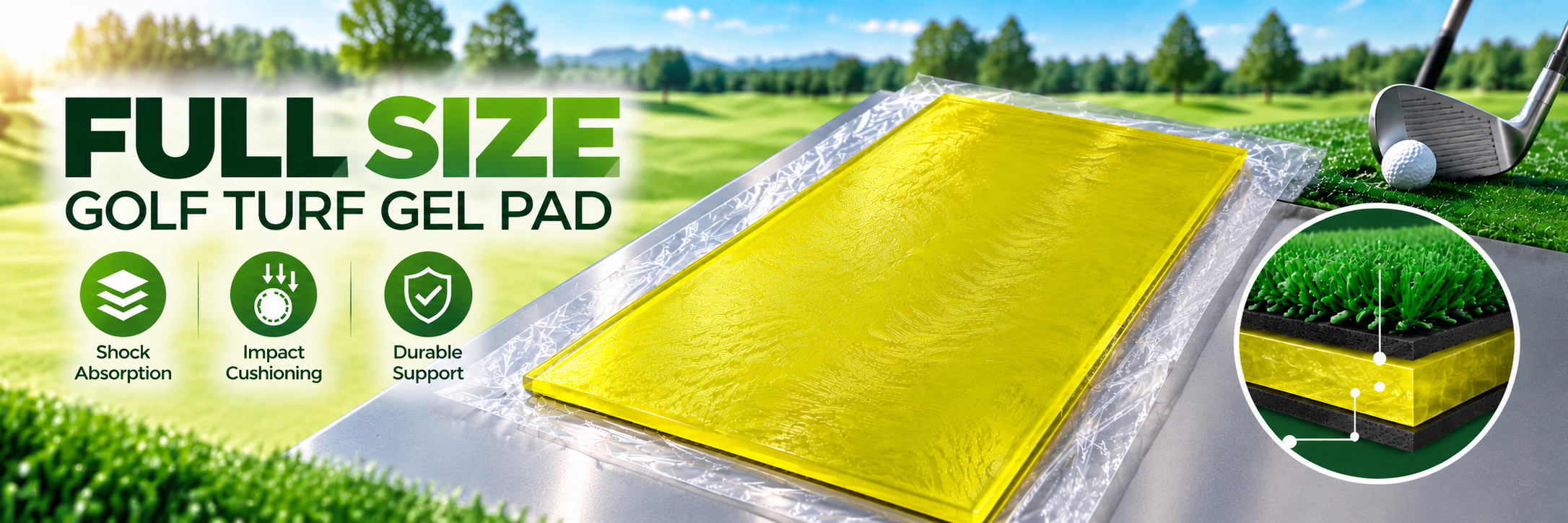 Custom full-size gel sheet for artificial golf hitting mats