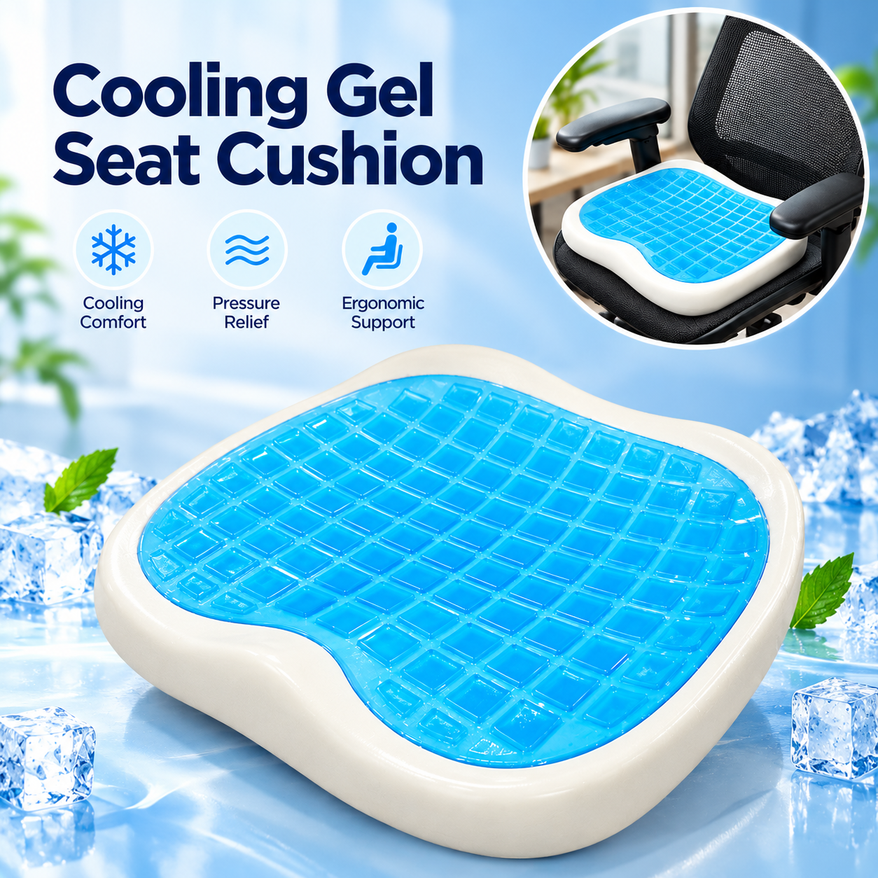 Memory Cooling Gel Seat Home Office Chair Wheelchair Protective Cushioning Material Memory Foam Massage Cushion Seat Cushion