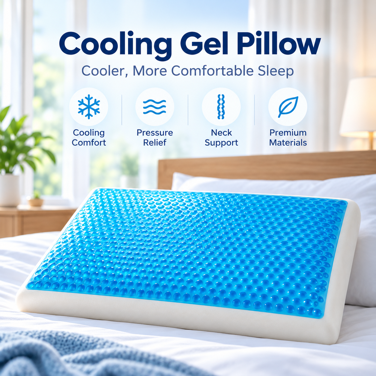 Cooling Gel Memory Foam Pillow – Soft & Supportive