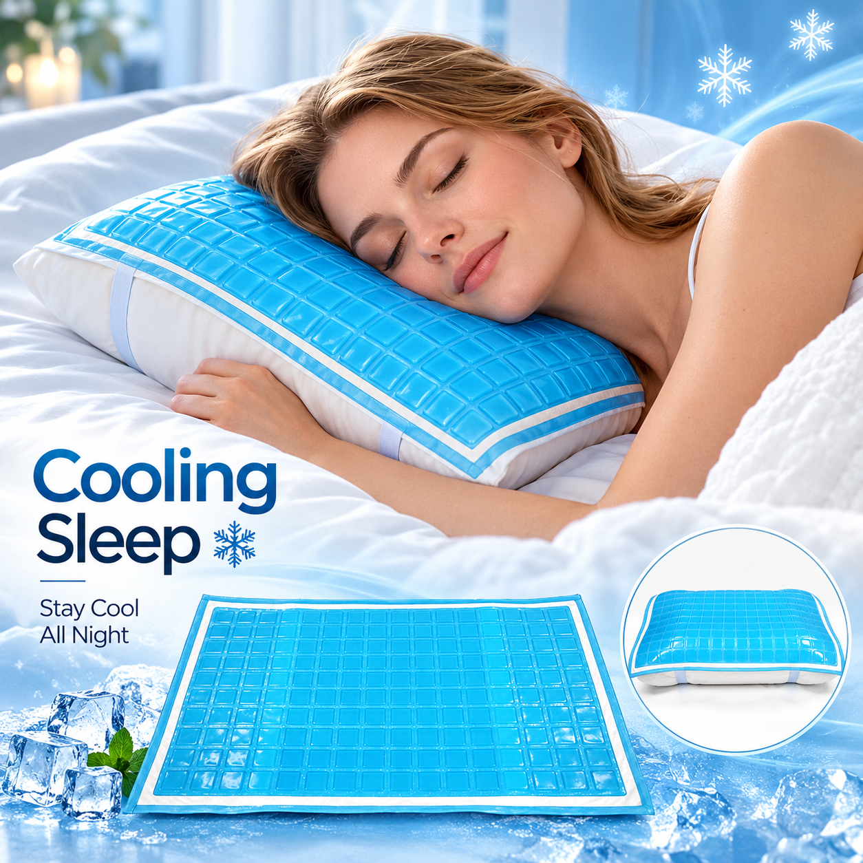 Pillo pad Self Cooling Summer Breathable Non Toxic Pad Ice Cold Gel Pillow Protector Cover Cooling Pillow Covers Pillow Cover