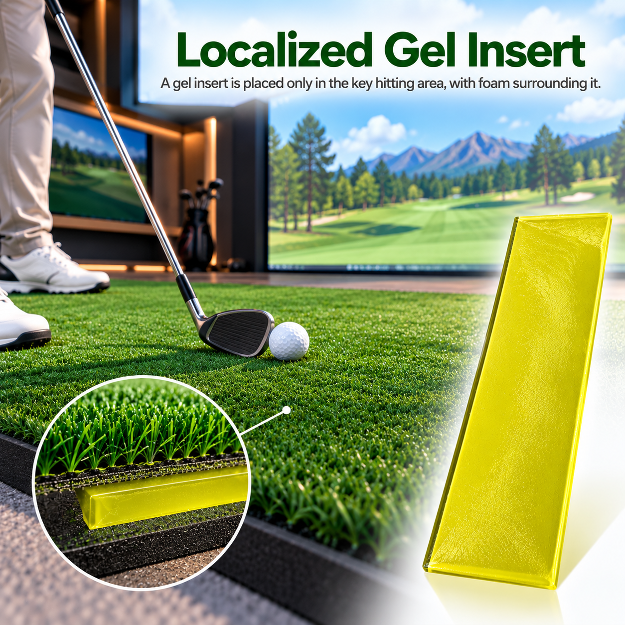 Custom Golf Turf Gel Insert for Artificial Grass Hitting Mats