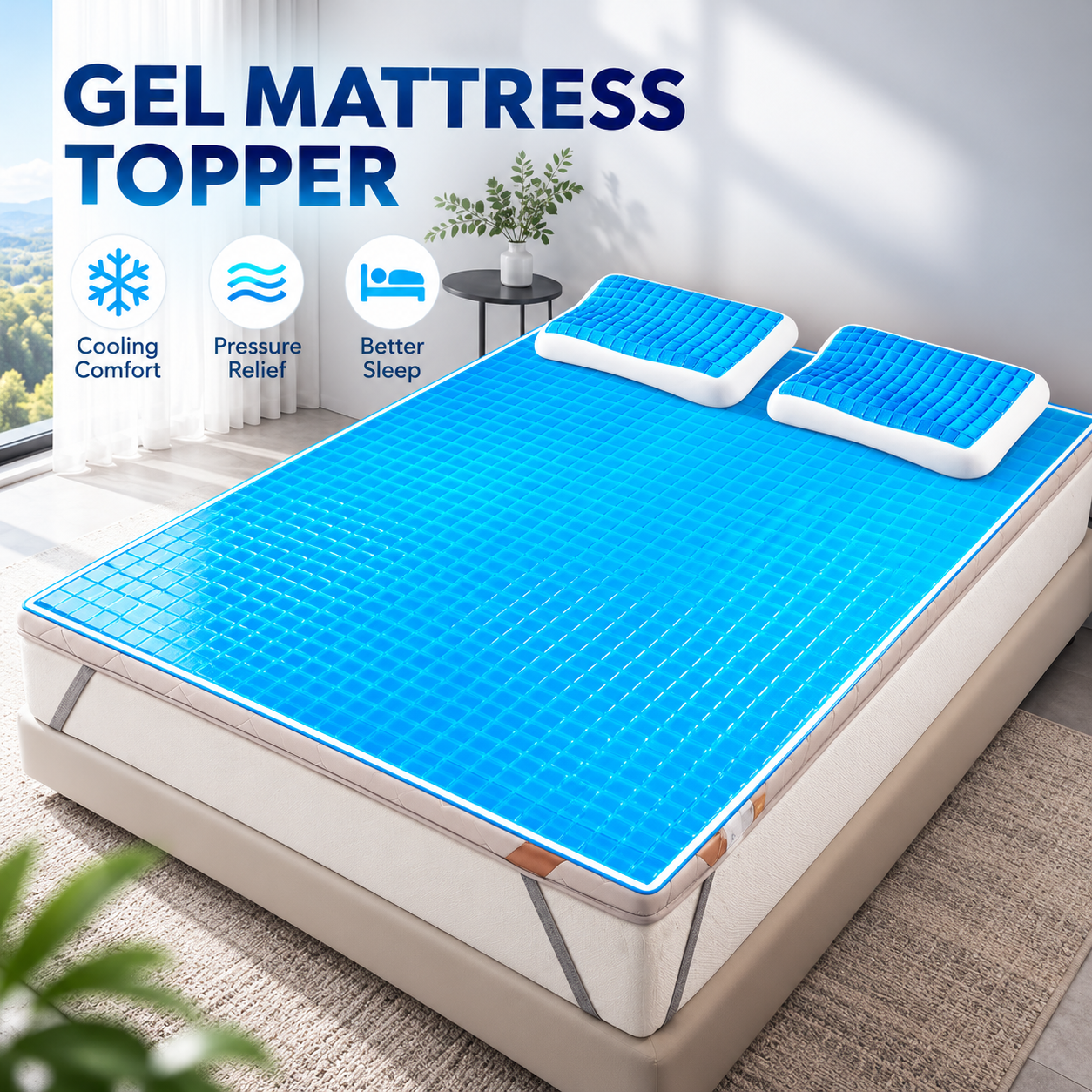 OEM ODM Breathable Pad Cooling Fabric Topper Mattress Cooling Gel Mattress Topper Medical Memory Foam Gel Queen Mattress Topper