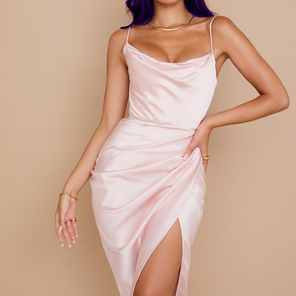 Dropshipping Satin Lace up Summer Women Sexy Long Midi Vintage Backless Elegant Party Outfits Sexy Club Clothes Vestido Dress