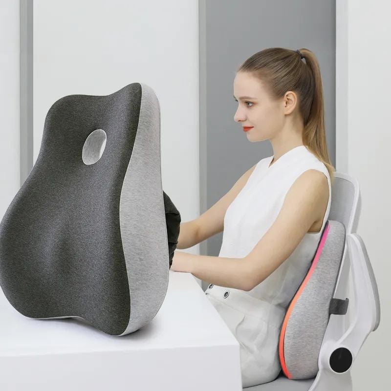 Dropshipping Orthopedic Lumbar Support Cushion Memory Foam Waist Reading Pillow Seat Back Cushion for Car Chair Home Office