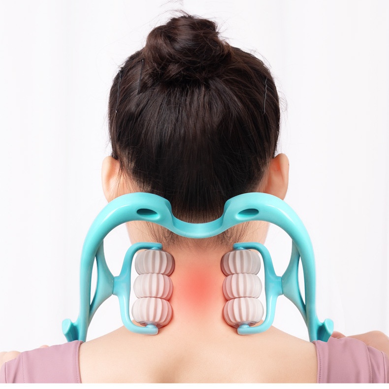Dropshipping Multi-functional Six-wheel Rolling Cervical Massager Manual Neck Holding Household Meridian Neck Massager