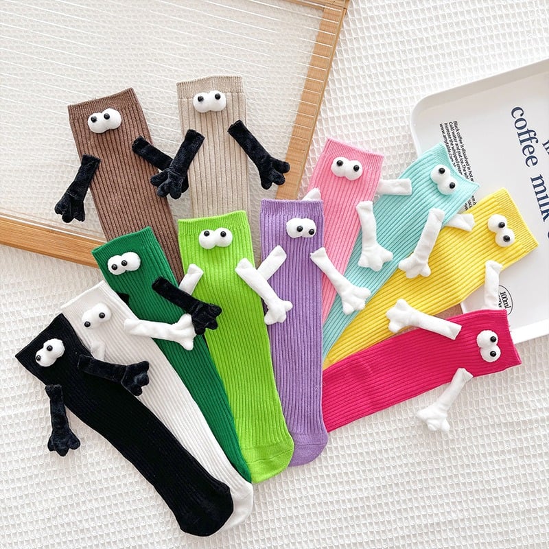 Dropshipping Hand in Hand Socks Cotton Good Quality Cute and Funny Magnetic Socks for Women Couple Socks