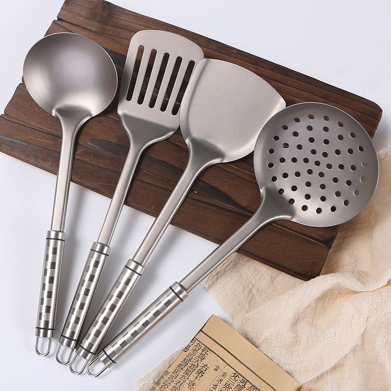 Dropshipping Pure titanium four-piece set of kitchen Kitchen Cooking Tools Food Grade Baking Cookwares Tool Kitchenware Accessories Stainless Steel Utensil Set 