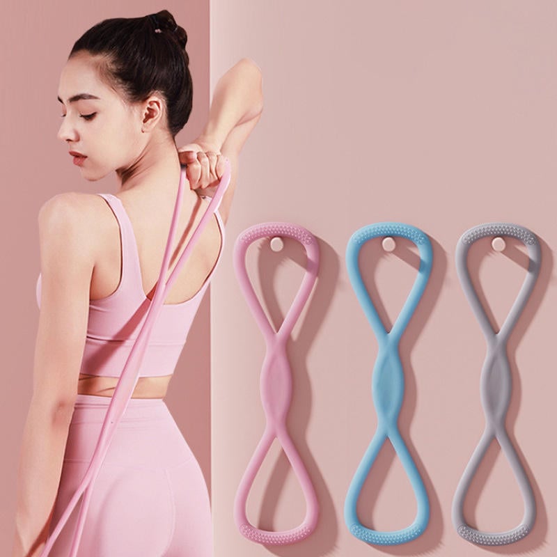 Dropshipping Figure 8 Resistance Silicone Tension Band with Handles Fitness Band for Arm/Back/Chest/Shoulder/Legs/Yoga Stretching Exercise