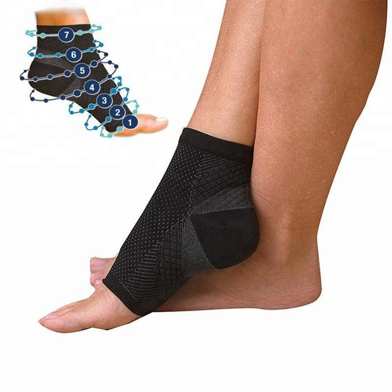 Dropshipping Sport Breathable Lightweight Injury Recovery Neuropathy Heel Ankle Brace Support Foot Compression Sleeve Sock for Men Women