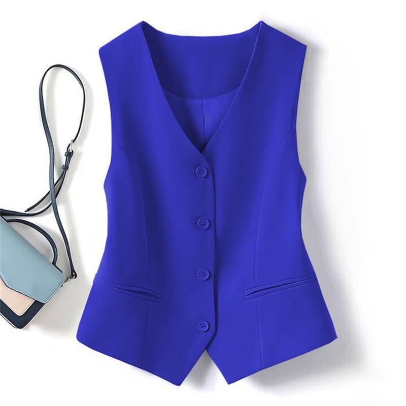 Dropshipping 2025 Women's Slim-fit Suit Vest V-neck for Spring and Fall Outerwear, Cotton Padded for Women's Suit Vest