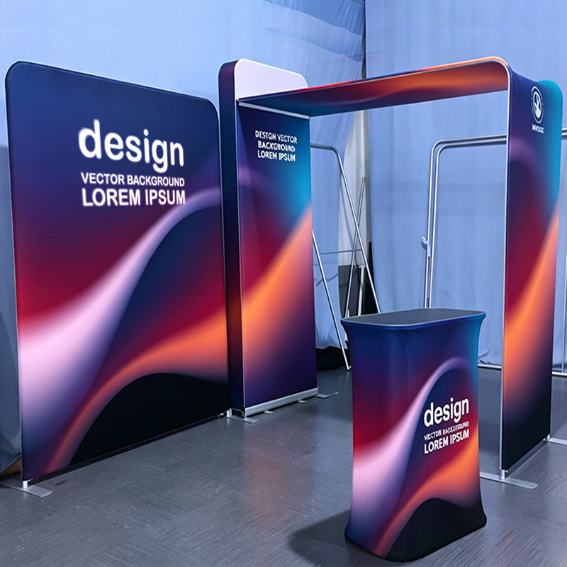 Stand pour salon professionnel avec support d’affichage arrière