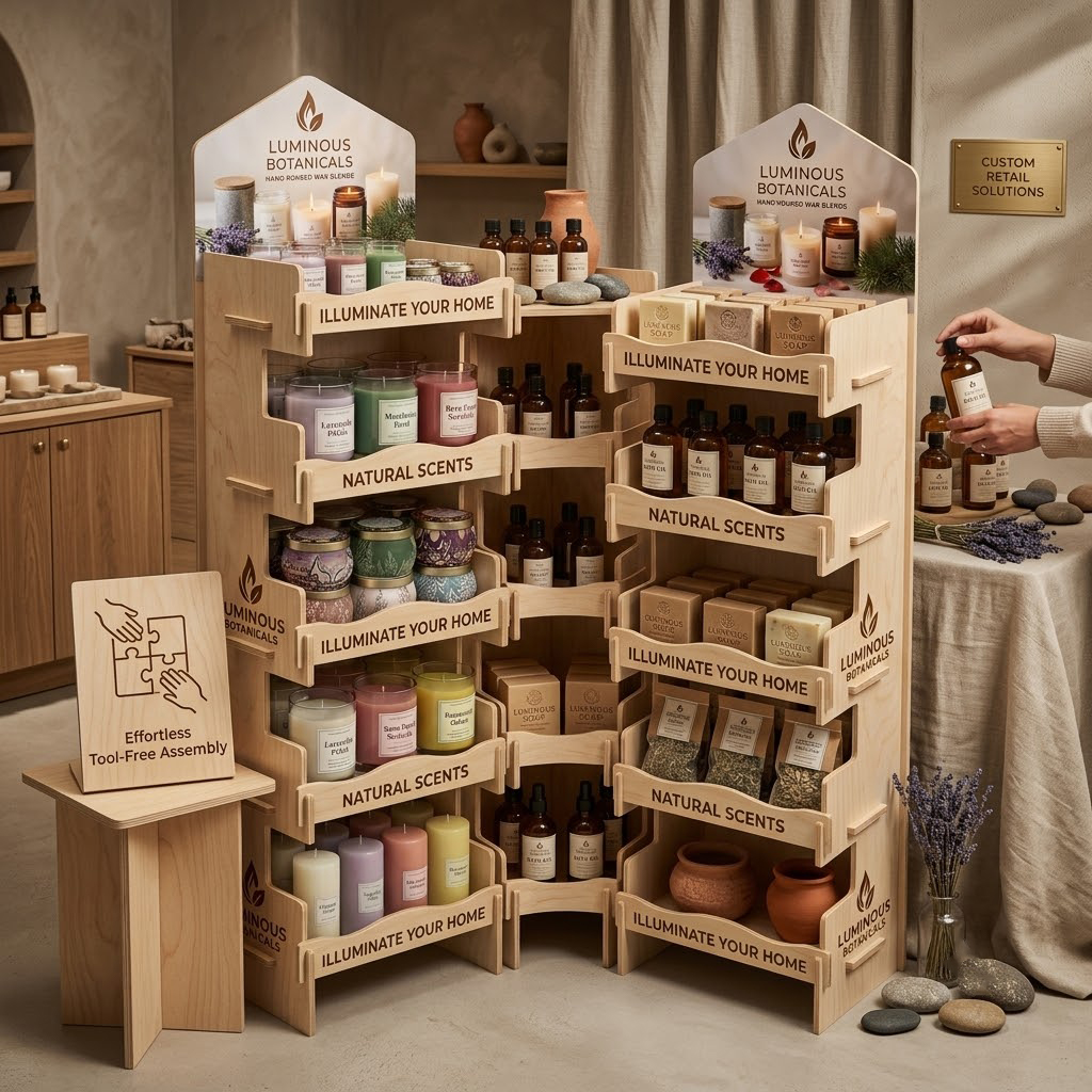 Élevez votre théâtre de vente au détail : présentoirs promotionnels (POP) en bois personnalisés, sans outil