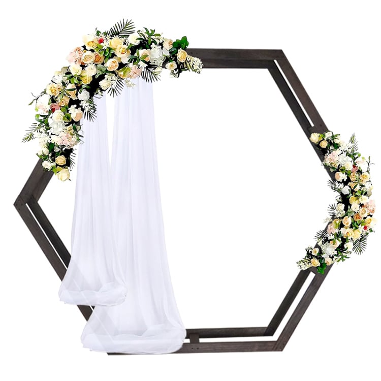 Double Sided Hexagonal Wood Arch Backdrop Stand