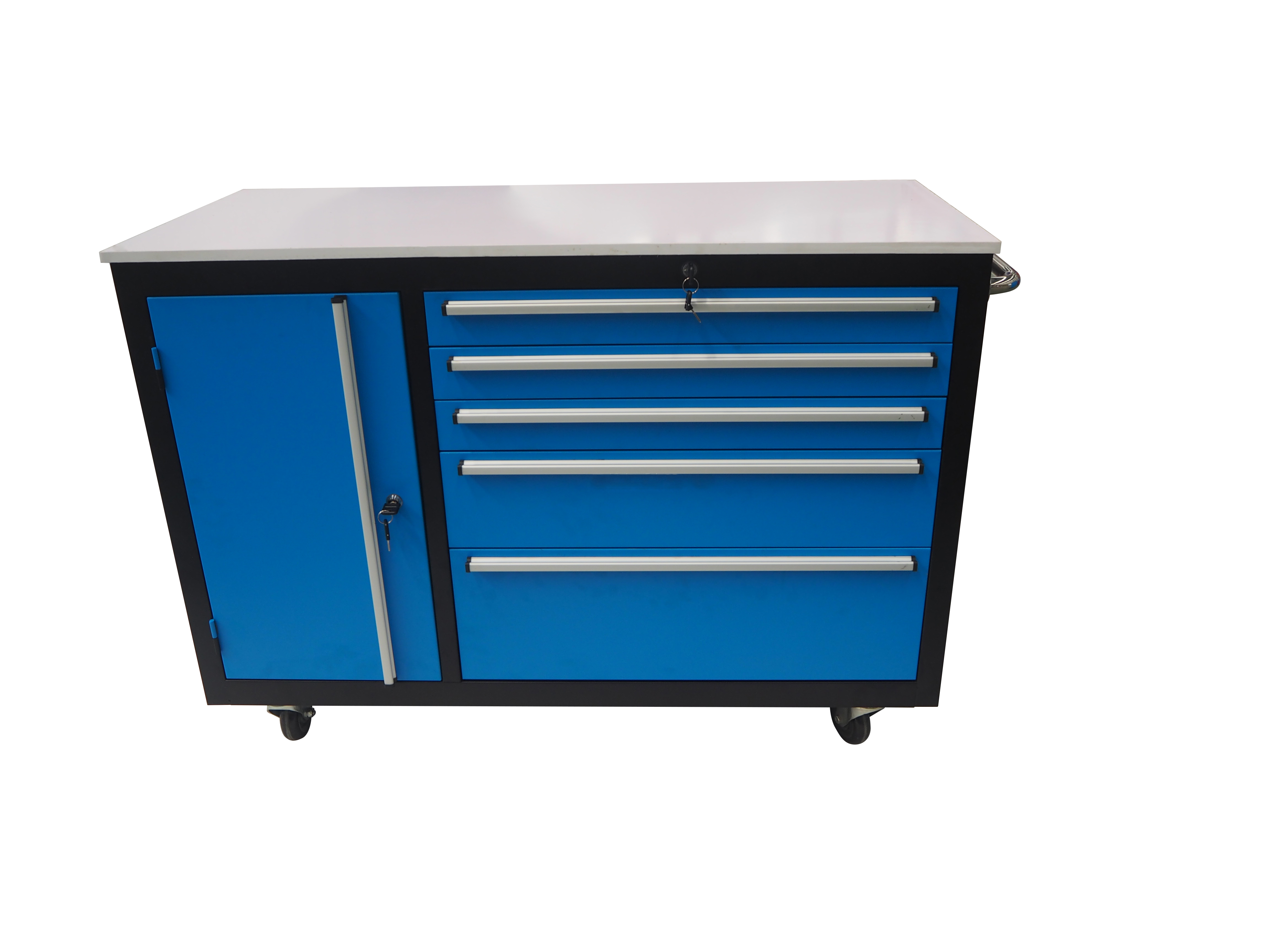Factory Flexible 1 Door 5 Drawers Tool Storage Cabinet, Durable Warehouse Garage Storage Movable Tool Trolley Box supplier