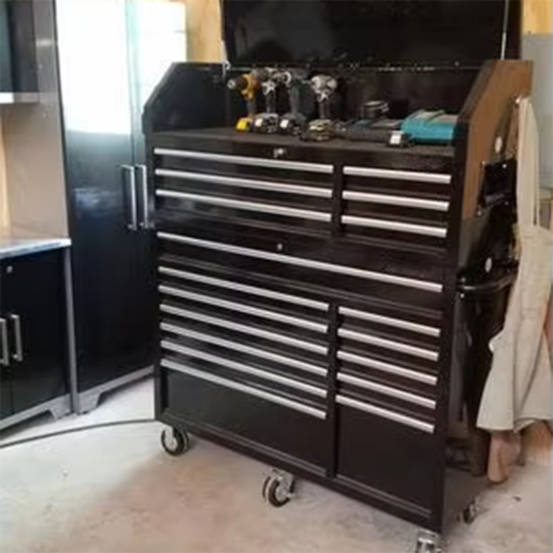 Heavy Duty 72" Tool Box 17 Drawer Tool Cabinet with Hutch and Side Locker Combo factory
