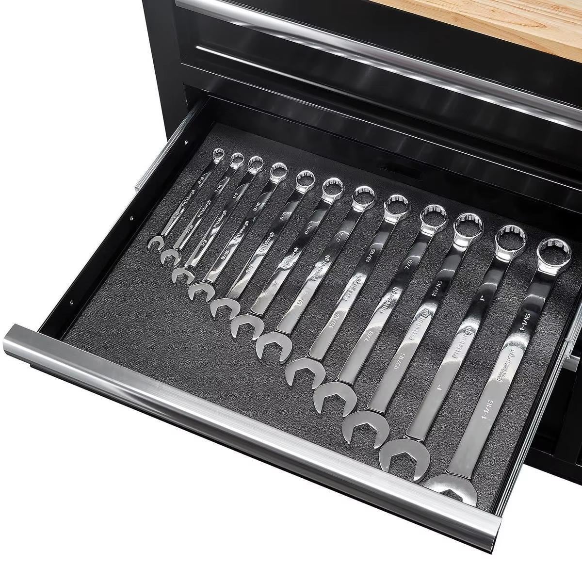 Chinese Wholesale 46 In. 9-Drawer Solid Wood Top Mobile Storge Garage Workshop Tool Trolley Cabinet manufacture