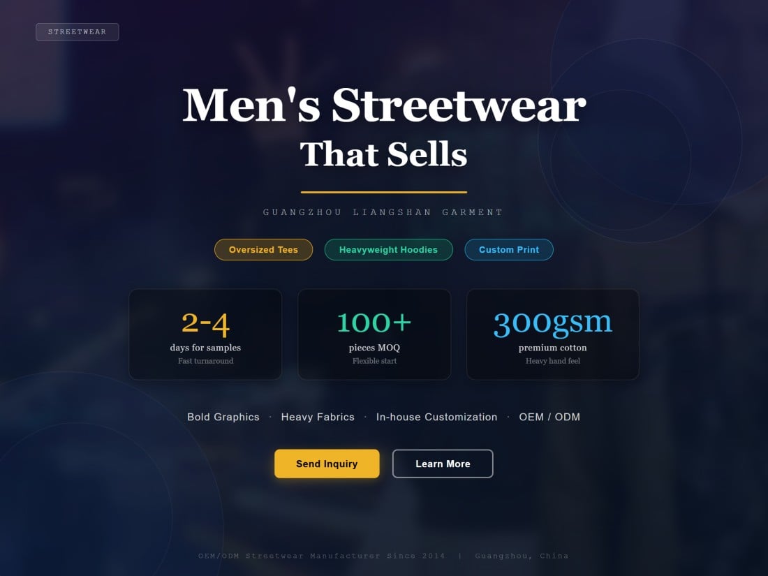 Men's Streetwear That Sells — Oversized Tees & Hoodies Built for Your Brand