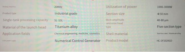 Product specifications